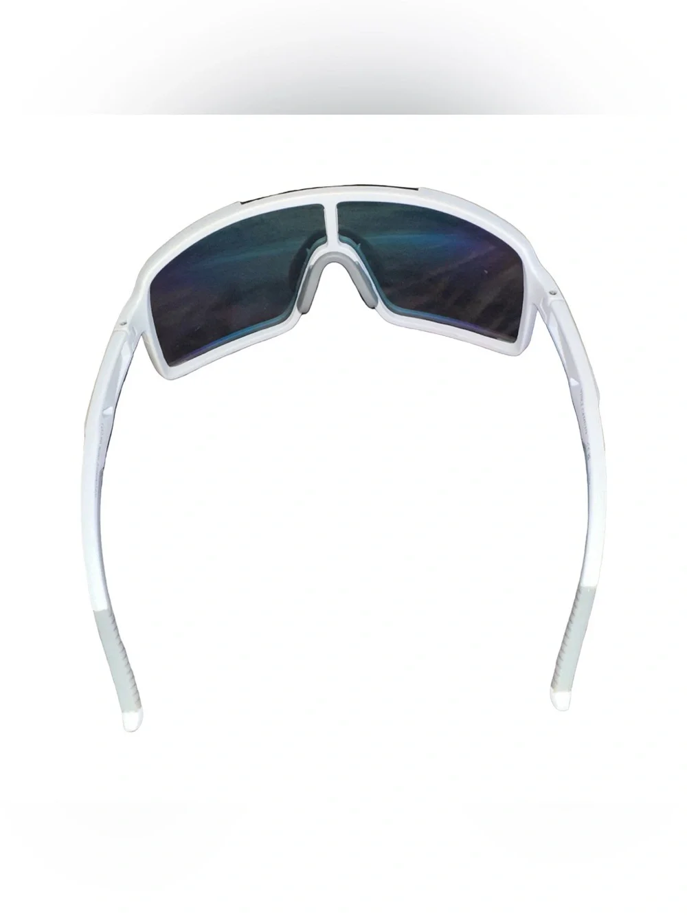 Vince Camuto White Frame Shield Sunglasses with Blue Mirrored Lens